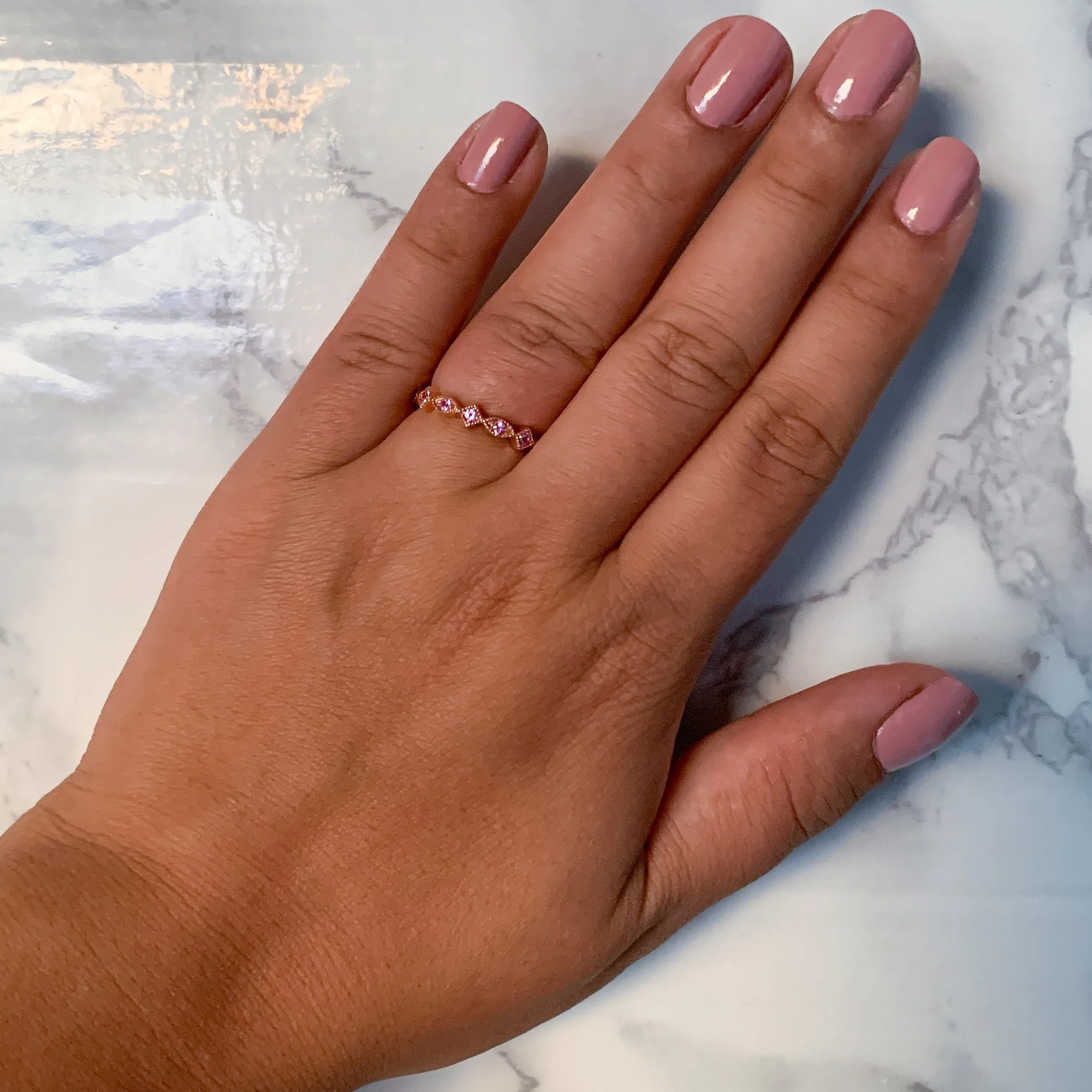 0.22ctw Pink Sapphire Alternating Marquise Ring in 14K Rose Gold
