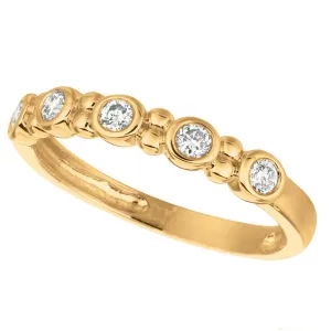 0.25 Carat 5 Stone Natural Diamond Bezel set Ring Band G SI 14K Yellow Gold