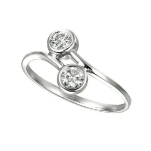 0.40 Carat Natural Diamond Bezel set Ring G SI 14K White Gold