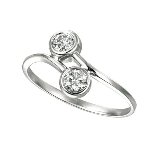 0.40 Carat Natural Diamond Bezel set Ring G SI 14K White Gold