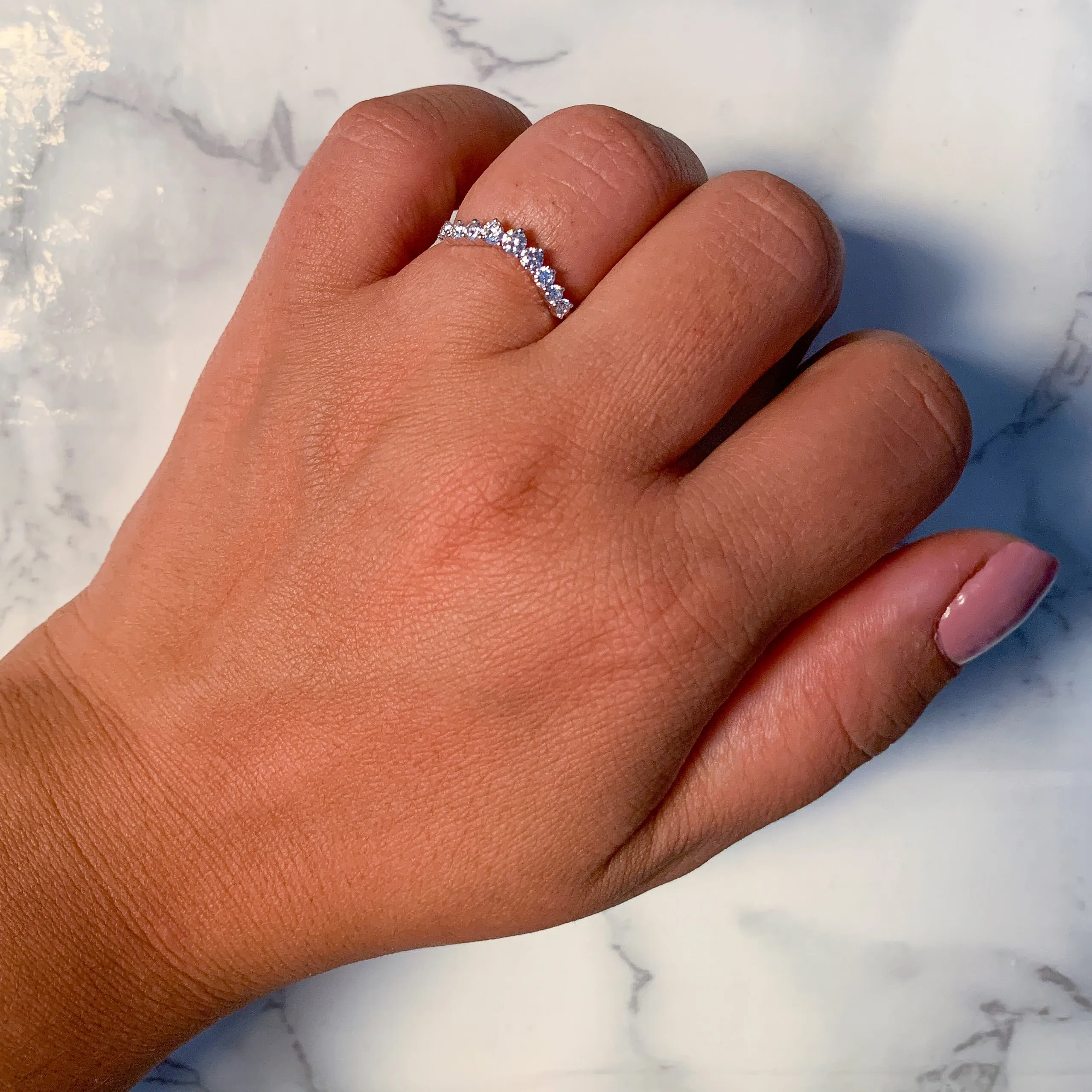 0.45ctw Diamond Curved Band in 18K White Gold