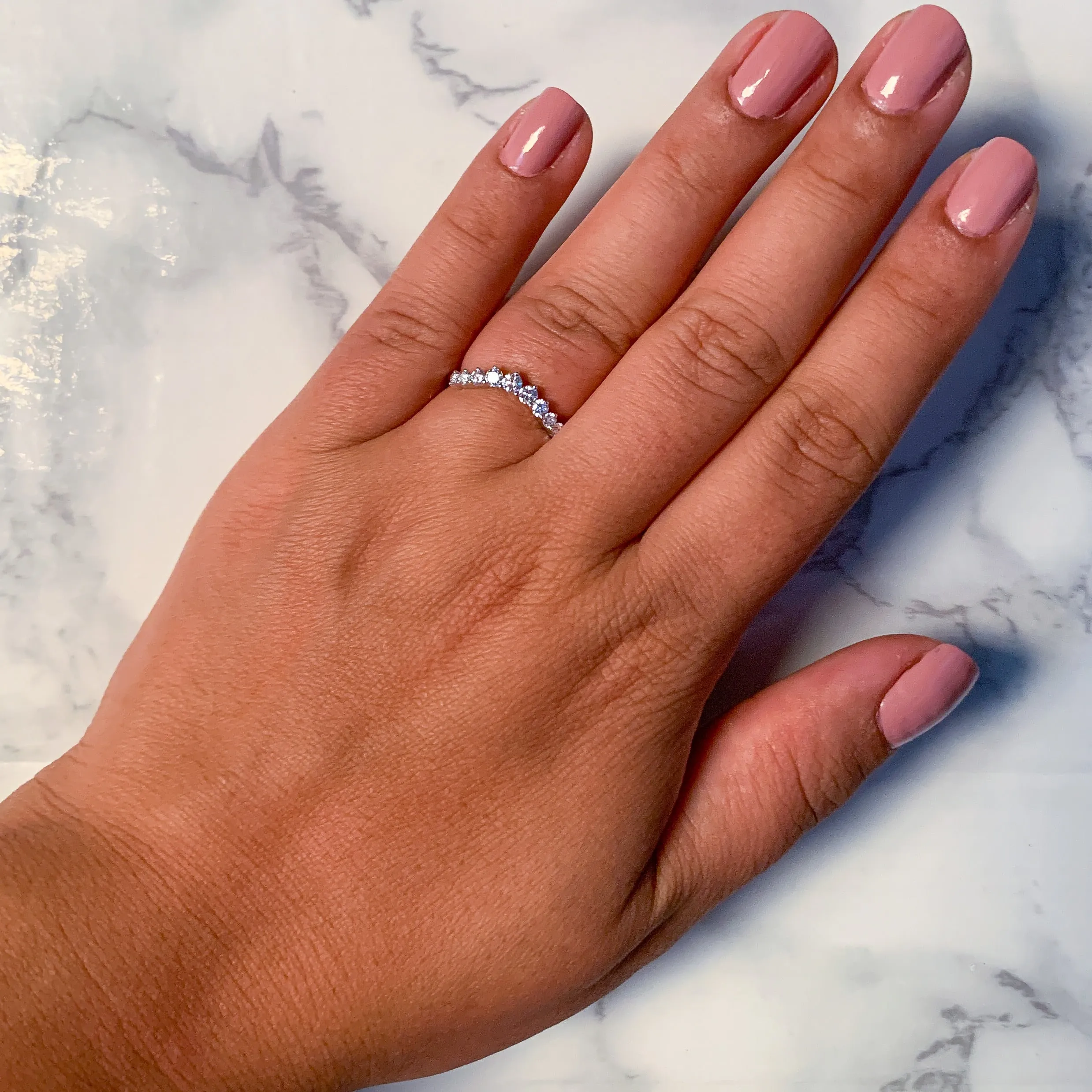 0.45ctw Diamond Curved Band in 18K White Gold