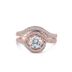 1.00 Carat TW Diamond Halo Bridal Set in 10k Rose Gold (J-K, I2-I3)