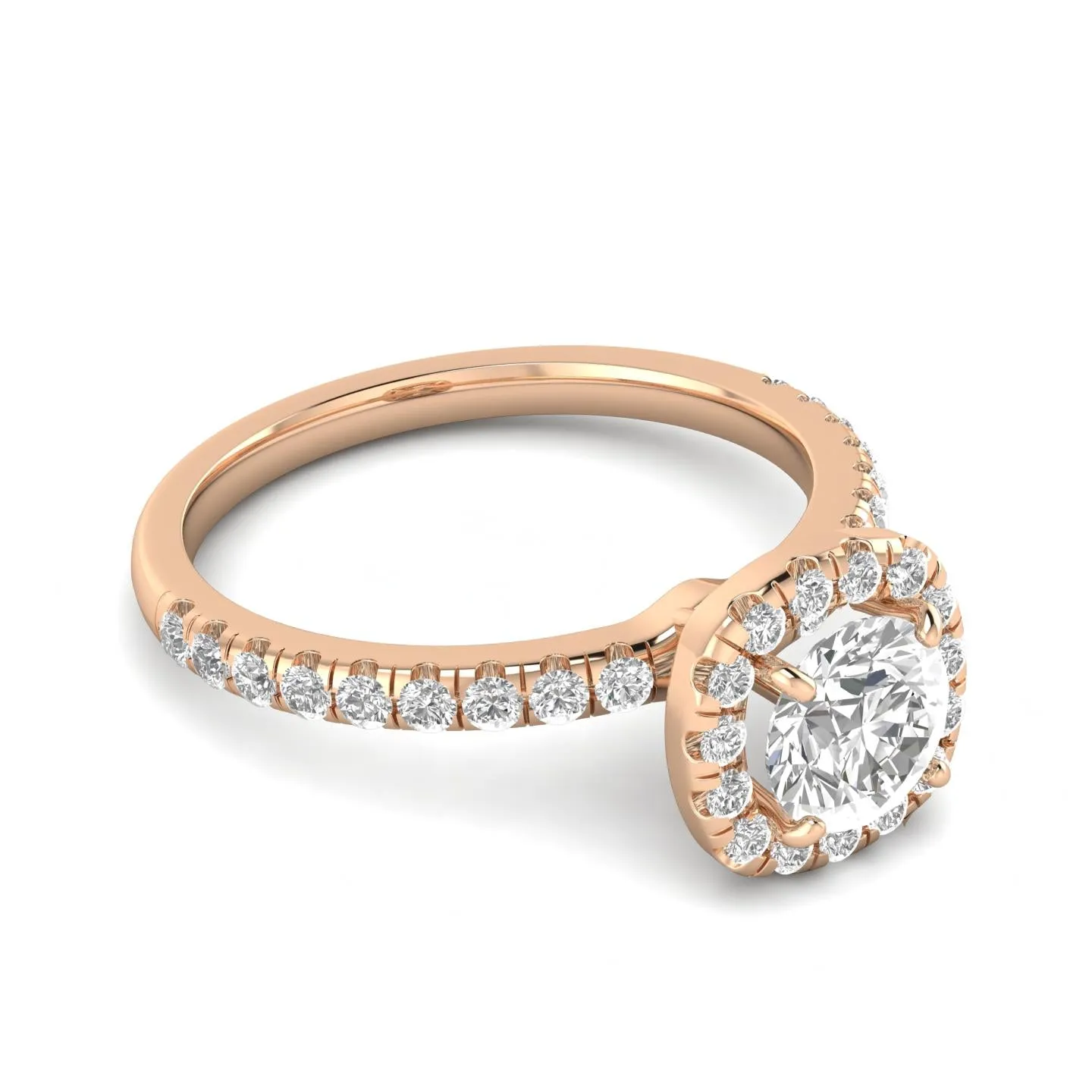 1.00ctw Diamond Halo Engagement Ring in 14k Rose Gold (J-K, I2-I3)