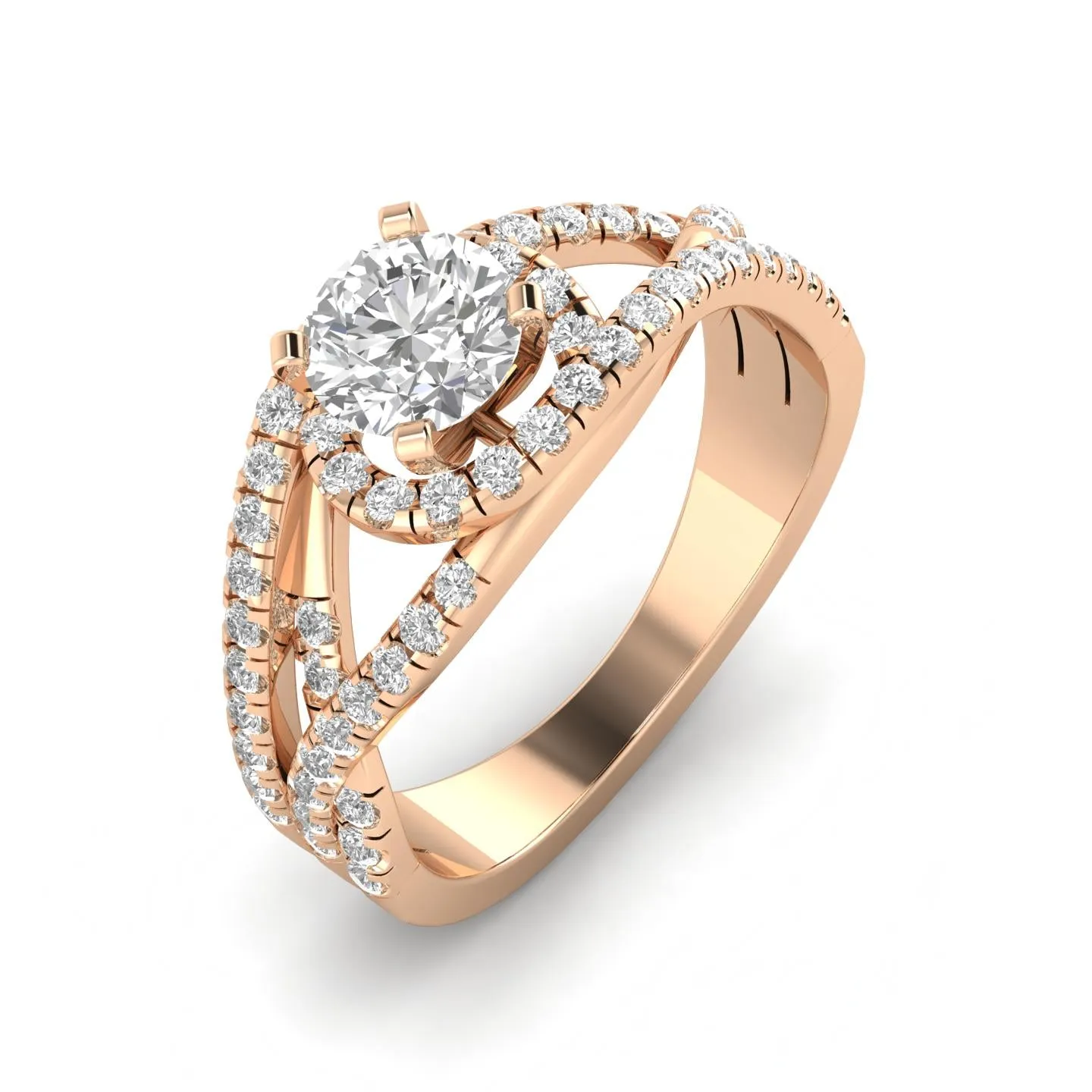 1.00ctw Diamond Halo Engagement Ring in 14k Rose Gold (J-K, I2-I3)