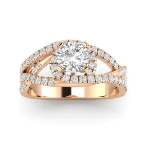 1.00ctw Diamond Halo Engagement Ring in 14k Rose Gold (J-K, I2-I3)