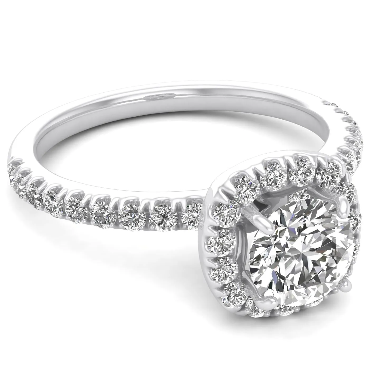 1.00ctw Diamond Halo Engagement Ring in 14k White Gold (J-K, I2-I3)