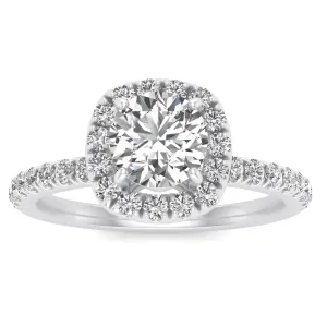 1.00ctw Diamond Halo Engagement Ring in 14k White Gold (J-K, I2-I3)