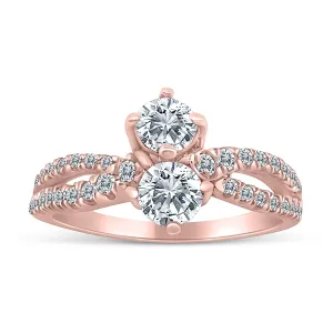 1.00ctw Diamond Two Stone Ring in 10k Rose Gold (K-L, I2-I3)
