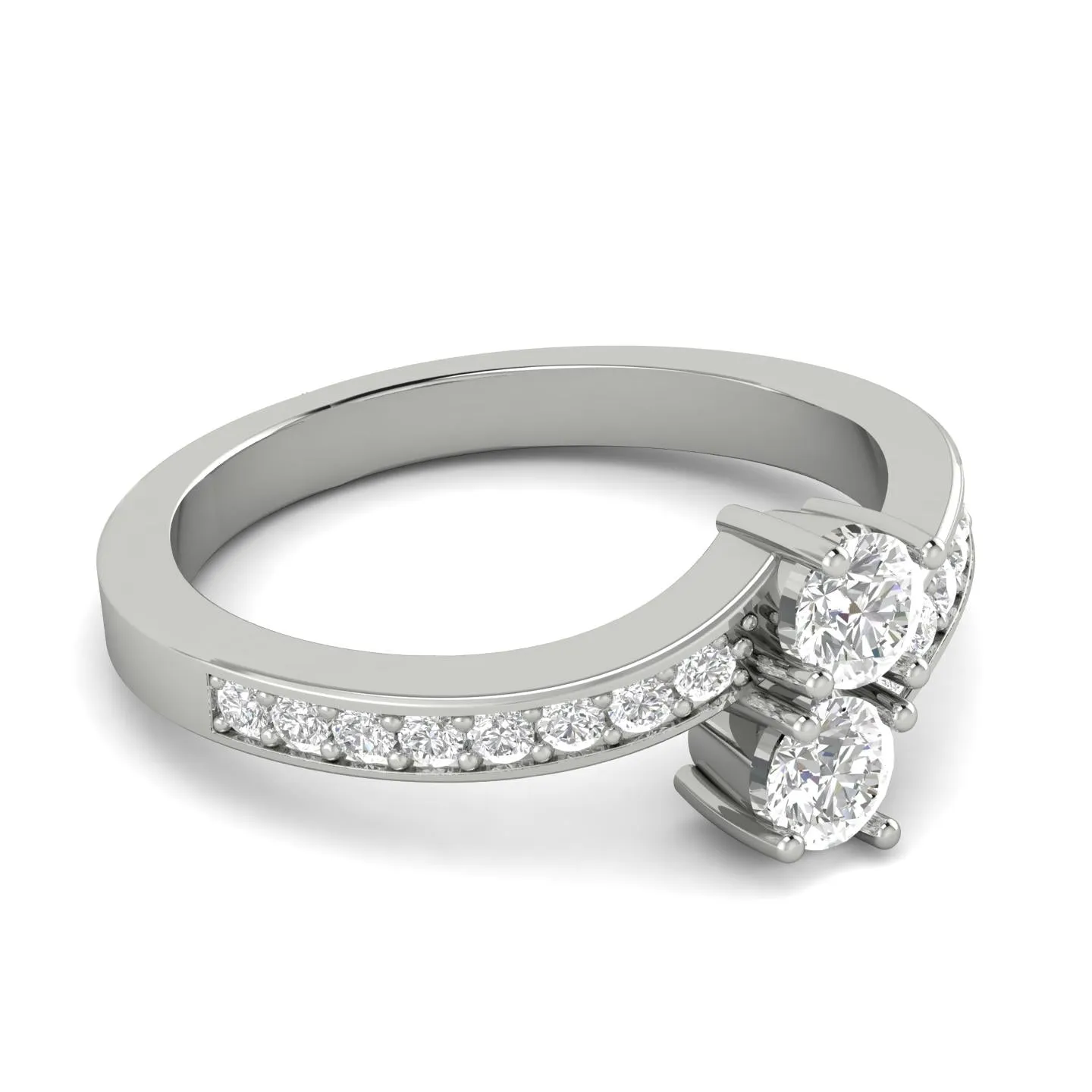1.00ctw Diamond Two Stone Ring in 10k White Gold (K-L, I2-I3)