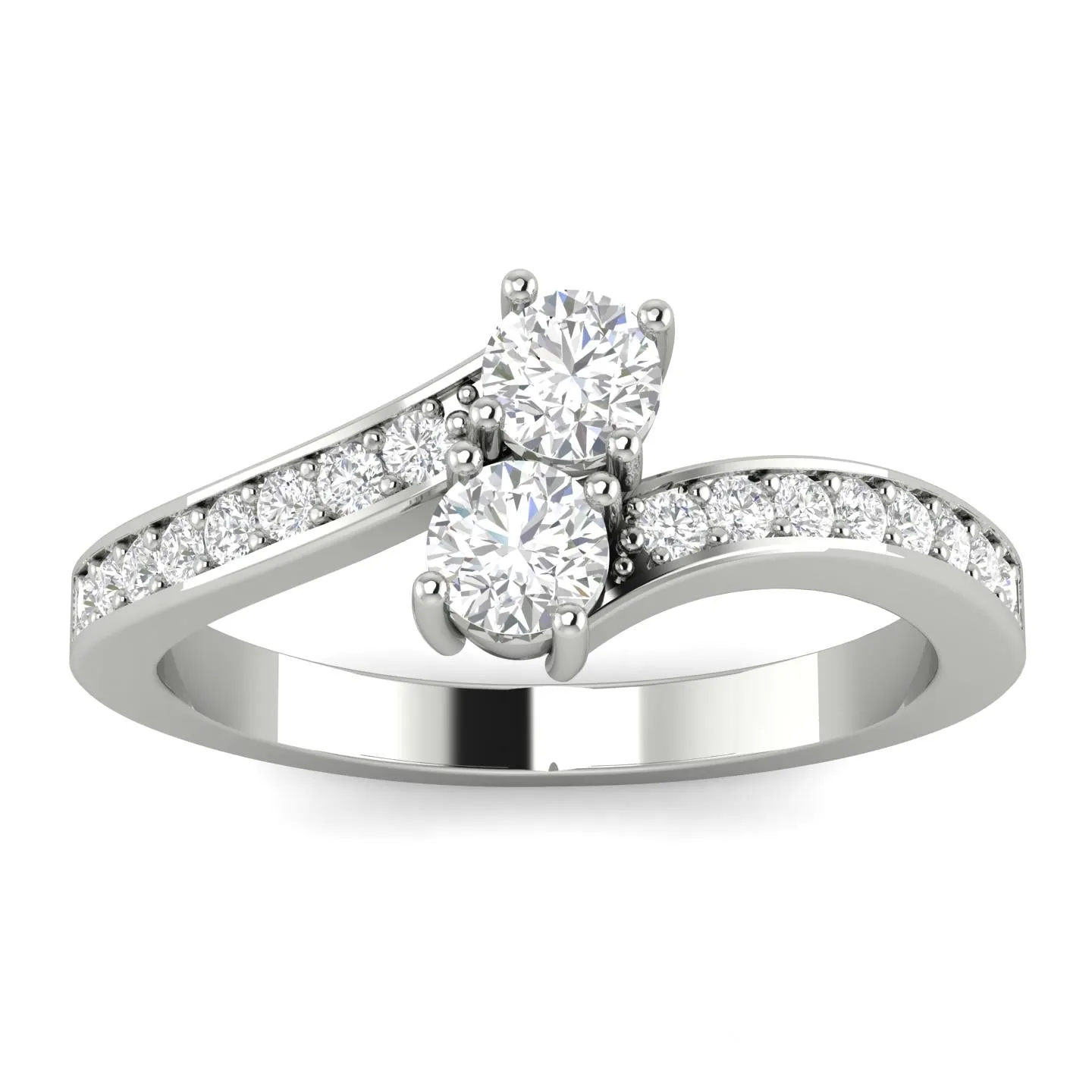 1.00ctw Diamond Two Stone Ring in 10k White Gold (K-L, I2-I3)