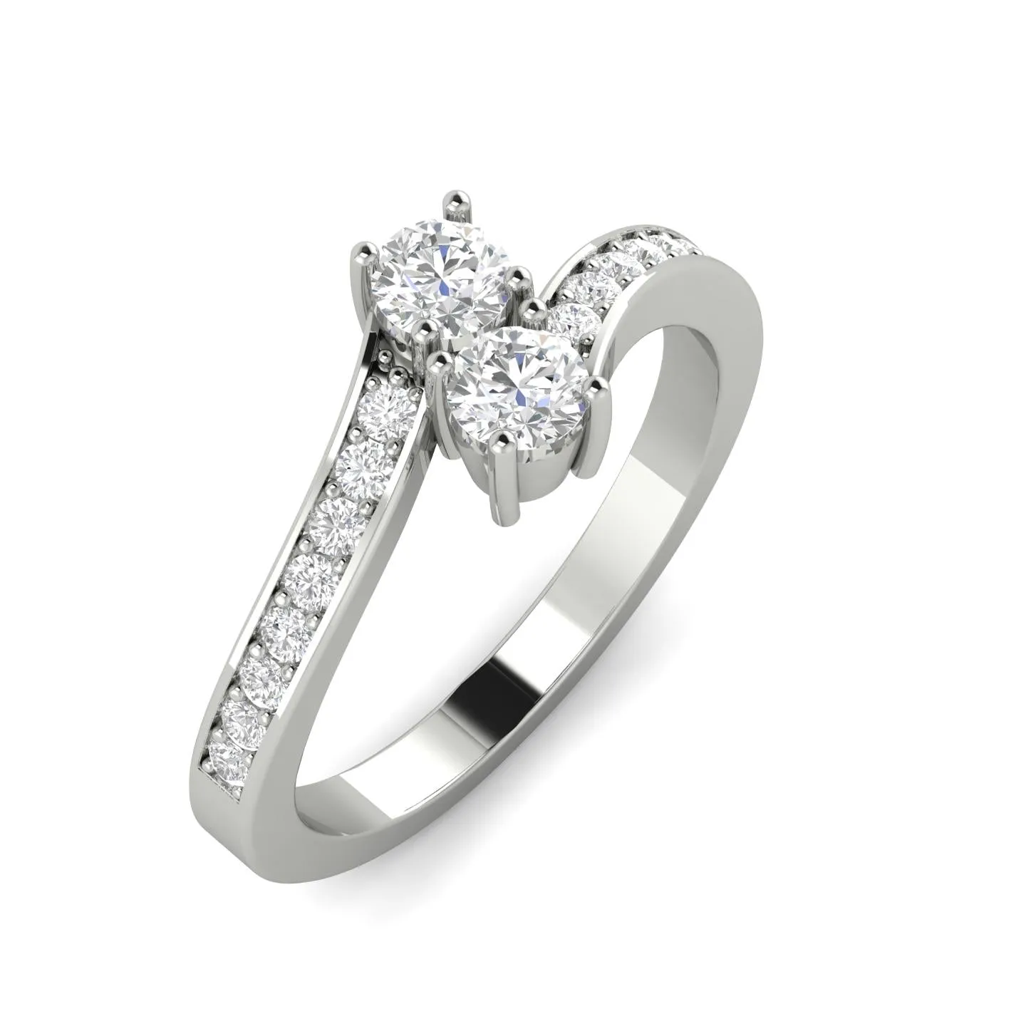 1.00ctw Diamond Two Stone Ring in 10k White Gold (K-L, I2-I3)