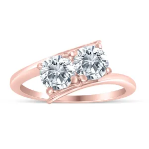 1.00ctw Diamond Two Stone Solitaire Engagement Ring in 14k Rose Gold (J-K, I2-I3)