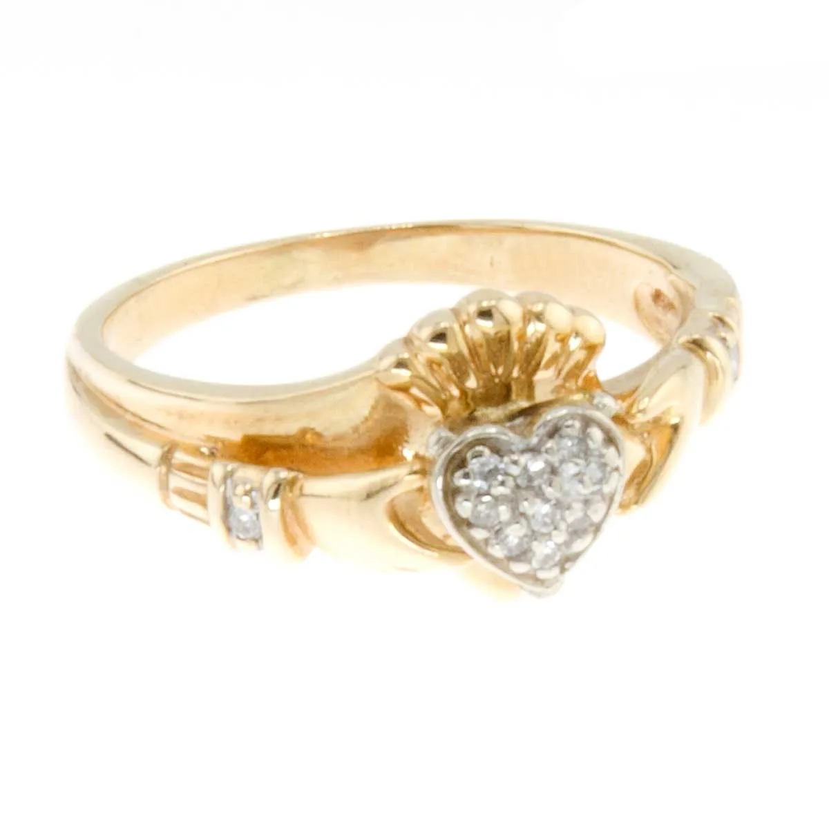 10K Diamond Claddagh Ring
