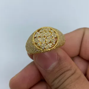 10K Floral Round Diamond Ring