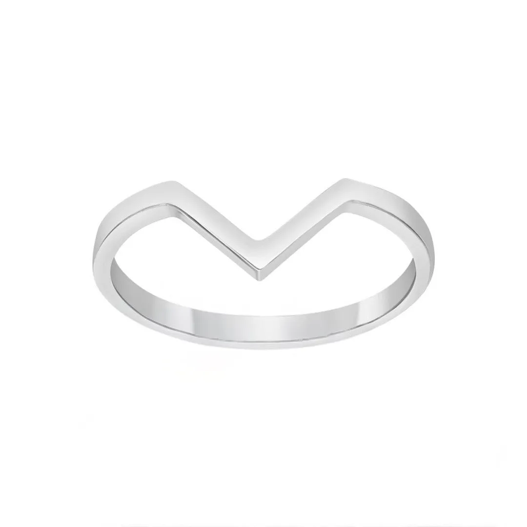 10K Gold Stackable Chevron Bands
