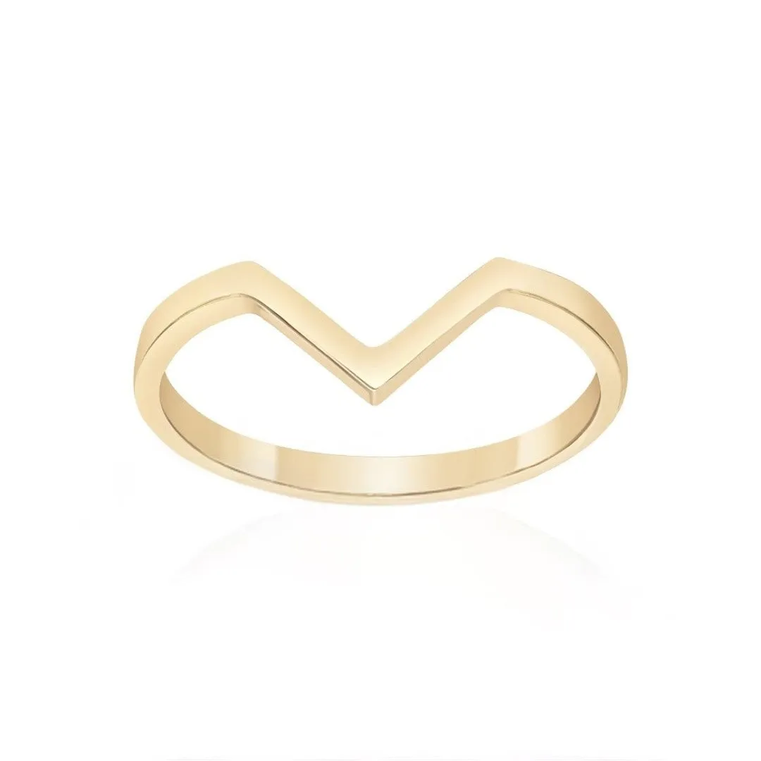 10K Gold Stackable Chevron Bands
