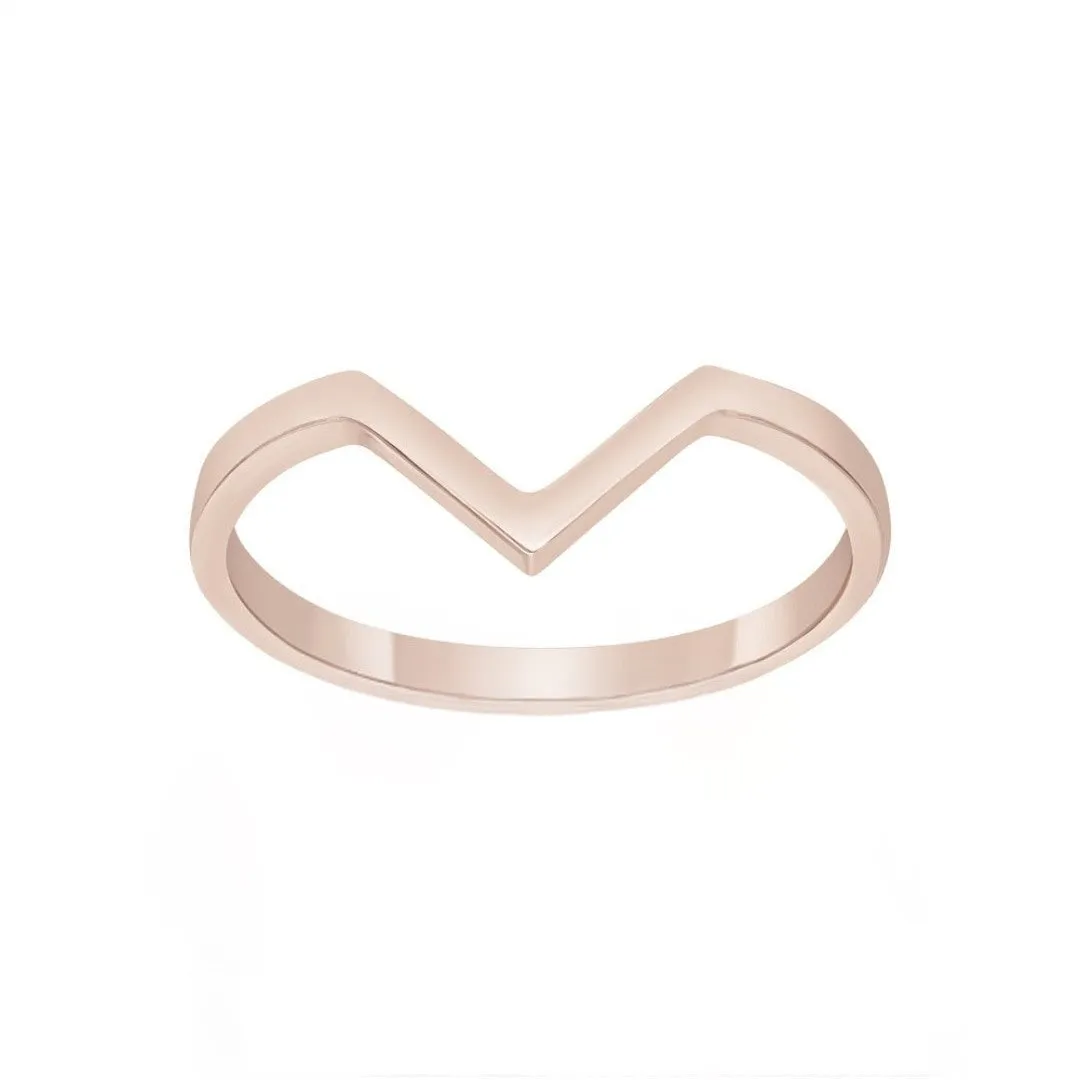 10K Gold Stackable Chevron Bands