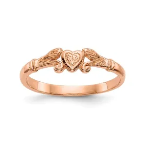 10K Rose Gold Textured Mini Heart Baby Ring