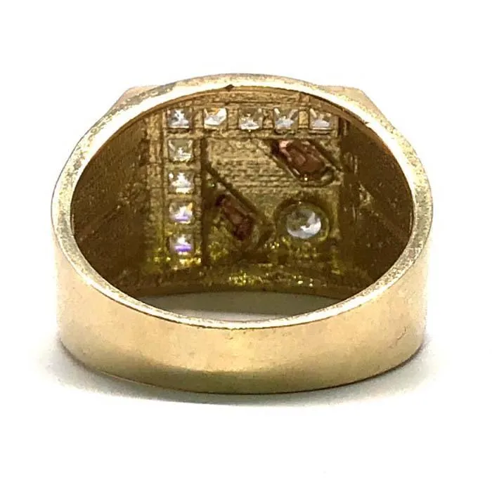 10K Rose, Yellow & White Gold Three Tone Cubic Zirconia Men's Ring MRG-187