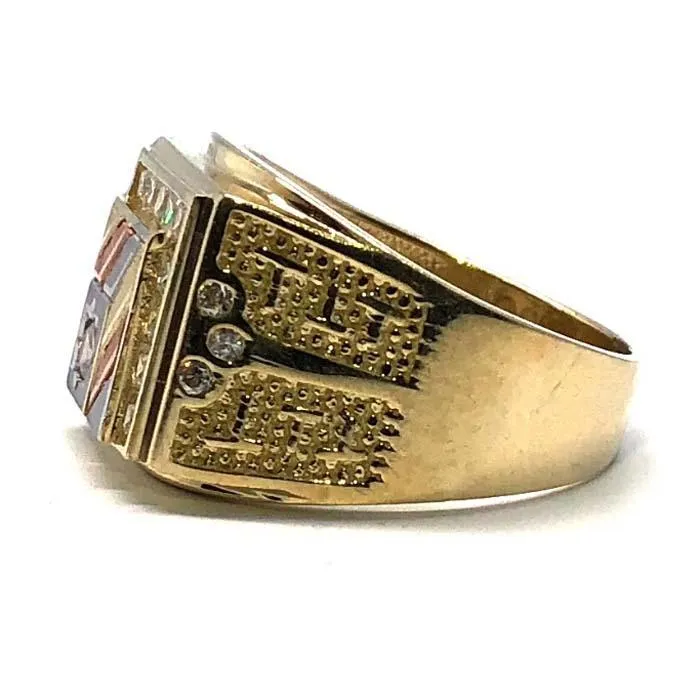 10K Rose, Yellow & White Gold Three Tone Cubic Zirconia Men's Ring MRG-187