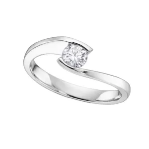 10K White Gold (0.05ct - 0.15ct) Tension Set Solitaire Diamond Promise Ring