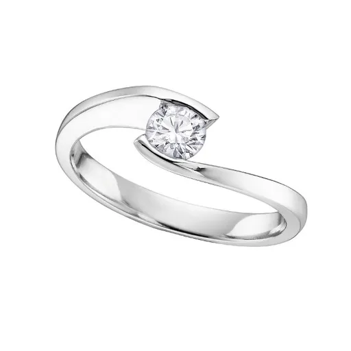 10K White Gold (0.05ct - 0.15ct) Tension Set Solitaire Diamond Promise Ring