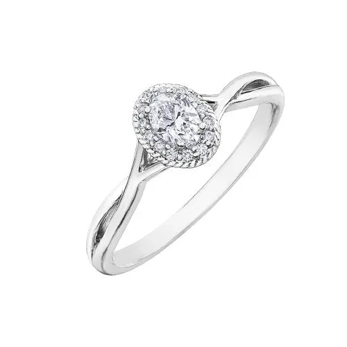10K White Gold (0.25ct) Oval Diamond Halo Infinity Engagement Ring