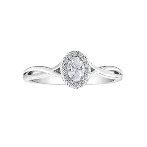 10K White Gold (0.25ct) Oval Diamond Halo Infinity Engagement Ring