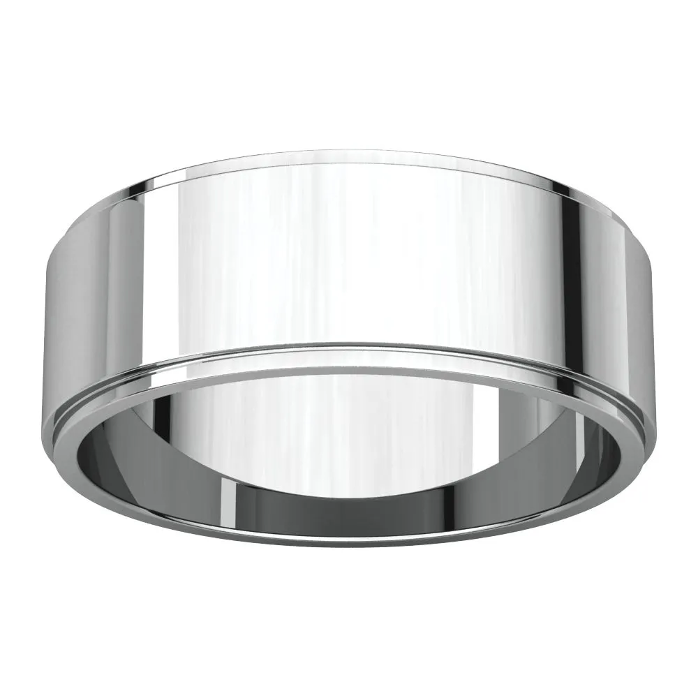 10k White Gold 7mm Flat Edge Band, Size 10