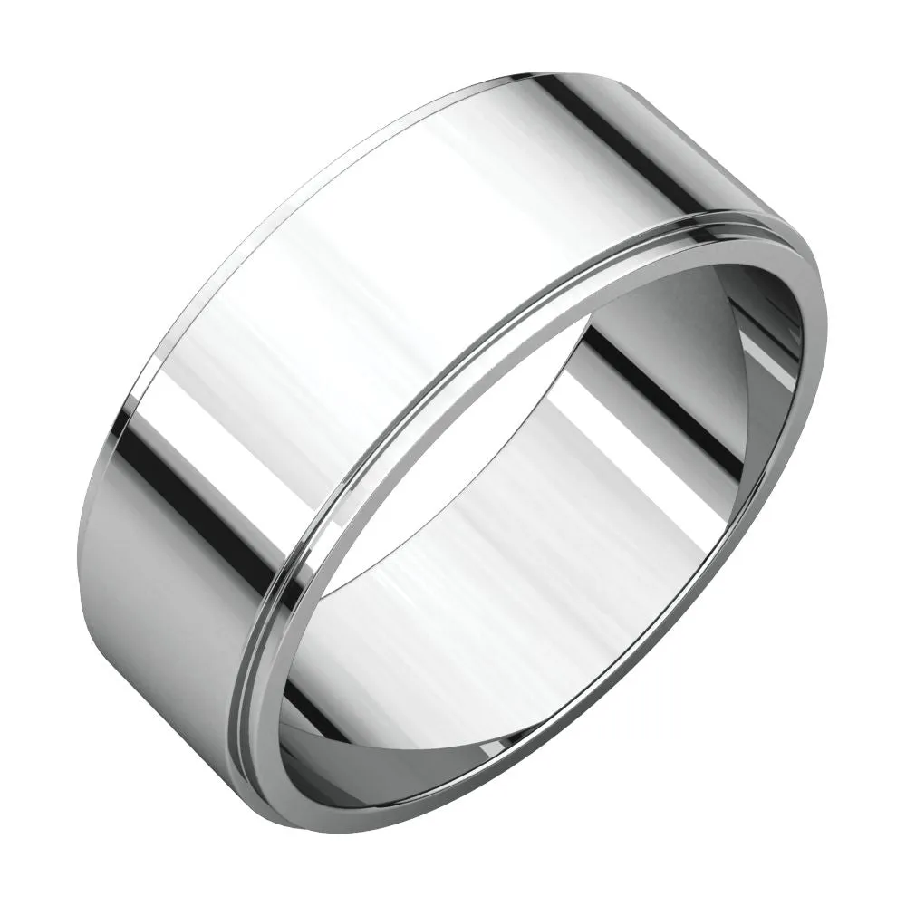 10k White Gold 7mm Flat Edge Band, Size 10