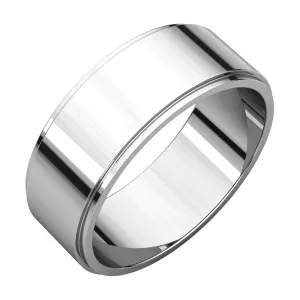 10k White Gold 7mm Flat Edge Band, Size 10