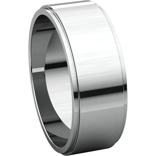 10k White Gold 7mm Flat Edge Band, Size 10