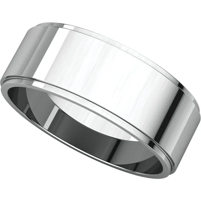 10k White Gold 7mm Flat Edge Band, Size 10