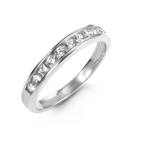 10K White Gold Channel CZ Band