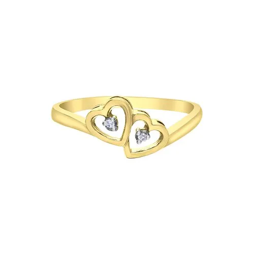 10K Yellow Gold (0.01ct) Diamond Double Heart Ring