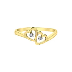 10K Yellow Gold (0.01ct) Diamond Double Heart Ring
