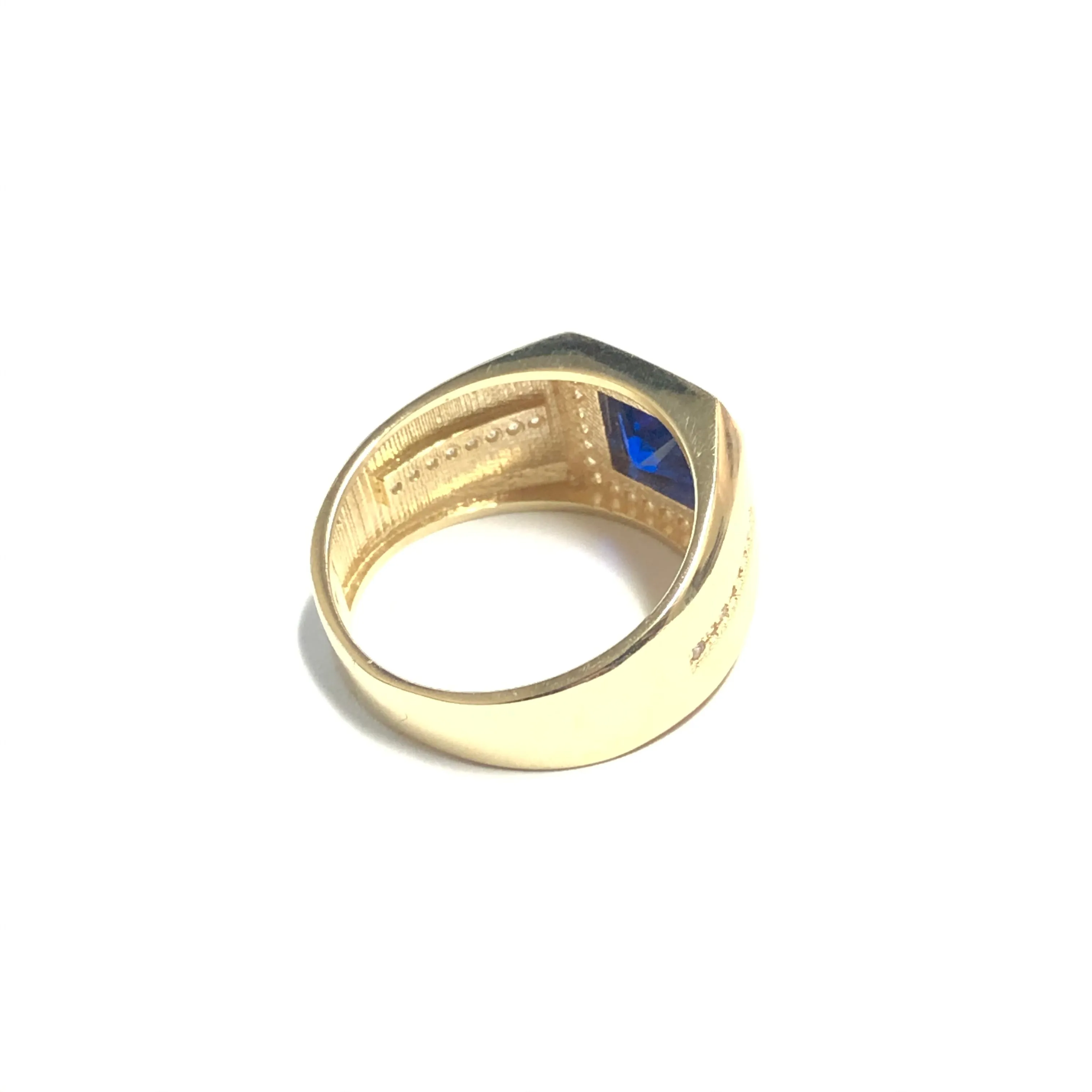 10K Yellow Gold Red and White CZ Men's Ring