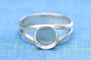 10mm Bezel Sterling Silver Split Shank Ring Band Ring blank