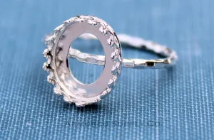 10x8mm Oval Crown Bezel Checkered Ring blank