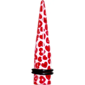 1/2 Lovely Red Heart Acrylic Ear Taper