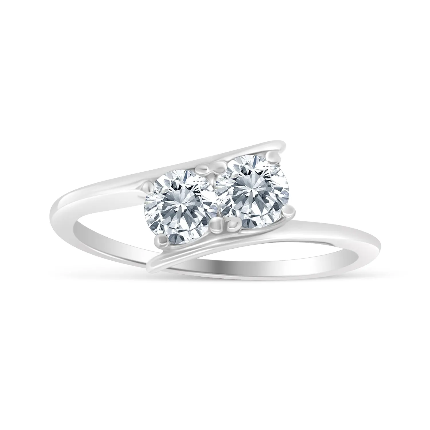 1/2ctw Diamond Two Stone Solitaire Engagement Ring in 10k White Gold (J-K, I2-I3)