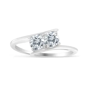 1/2ctw Diamond Two Stone Solitaire Engagement Ring in 10k White Gold (J-K, I2-I3)