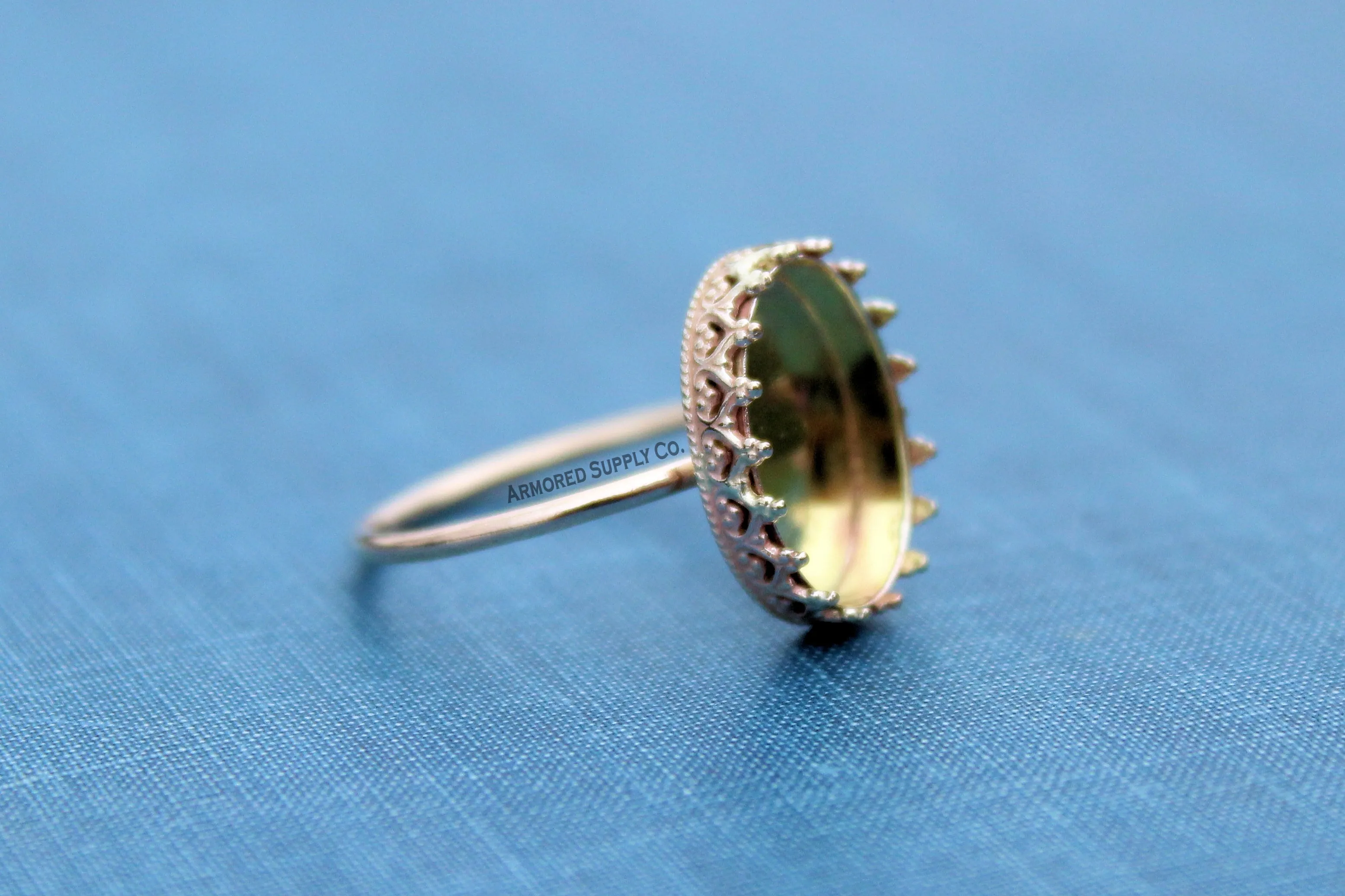 12x10mm Crown Oval Gold Filled Bezel Ring blank