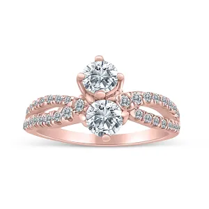 1/4 Carat TW Diamond Two Stone Ring in 10k Rose Gold (J-K, I2-I3)