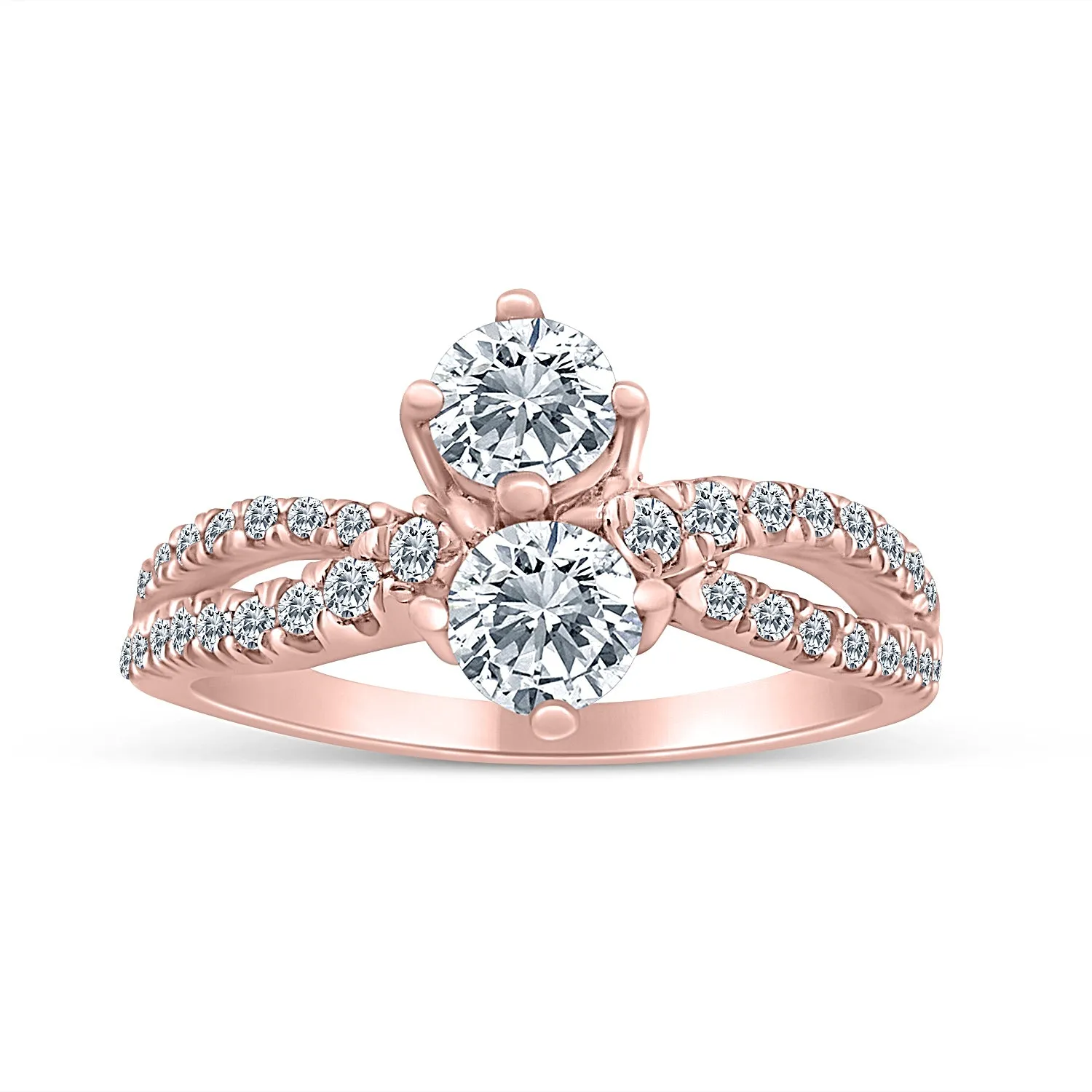 1/4 Carat TW Diamond Two Stone Ring in 10k Rose Gold (J-K, I2-I3)