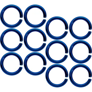14 Gauge 5/16 Blue Anodized Seamless Cartilage Ring Set of 12