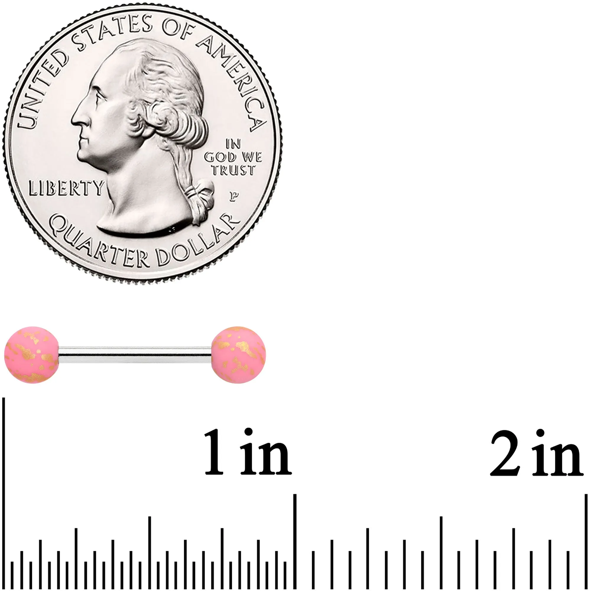 14 Gauge 9/16 Matte Pink Splatter Barbell Nipple Ring Set