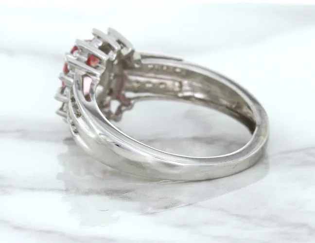 1.40ct Oval Pink Sapphire Ring with Diamond Halo in 14K White Gold