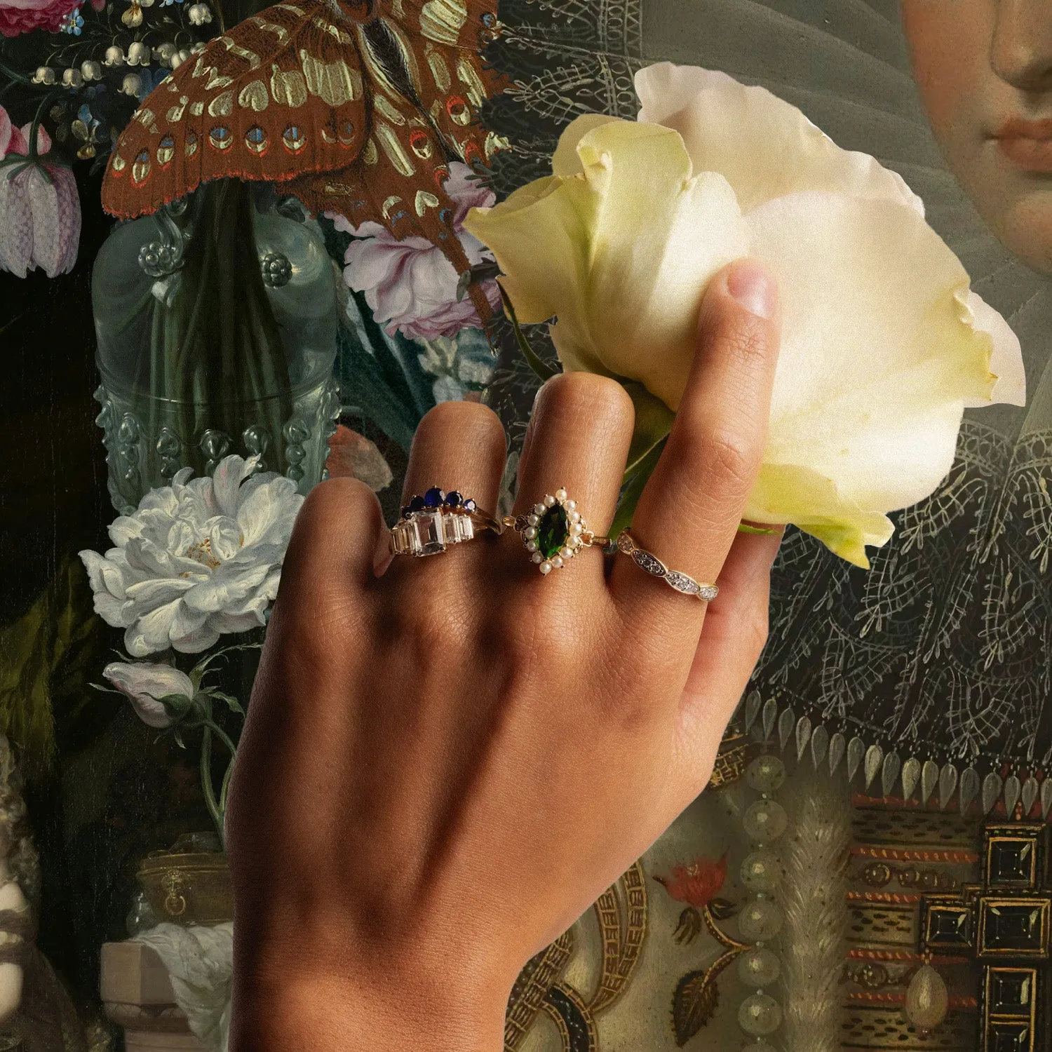 14k Blue Sapphire Arc Nesting Ring